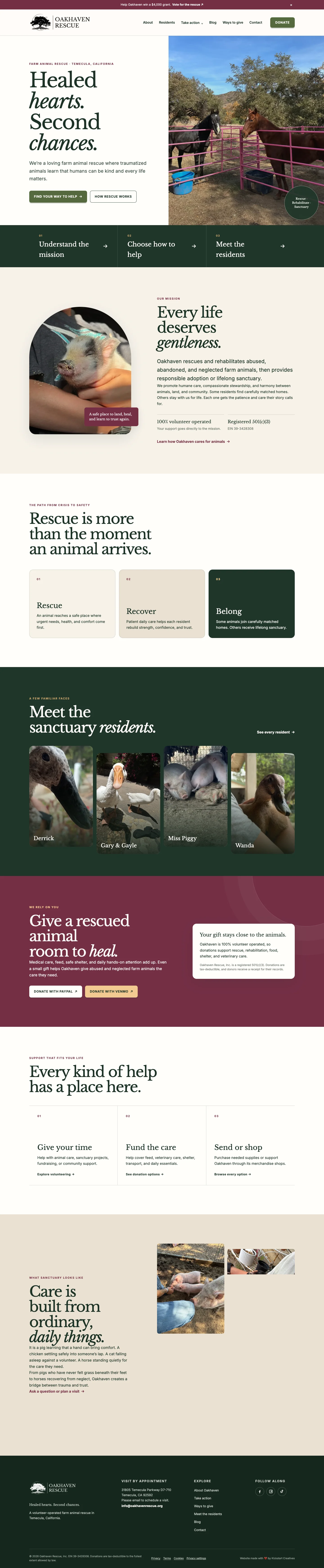 Oakhaven Rescue: Custom website