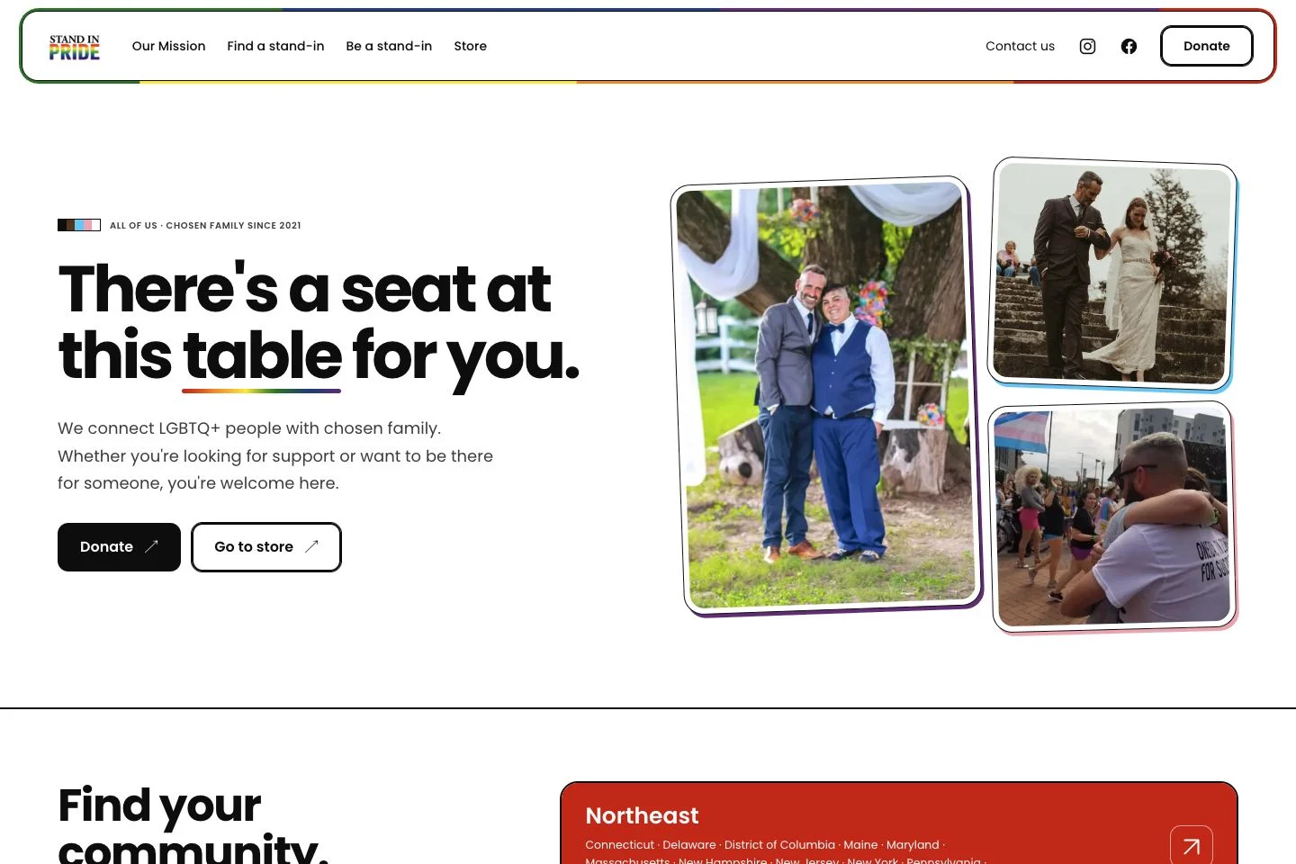 Stand In Pride website homepage