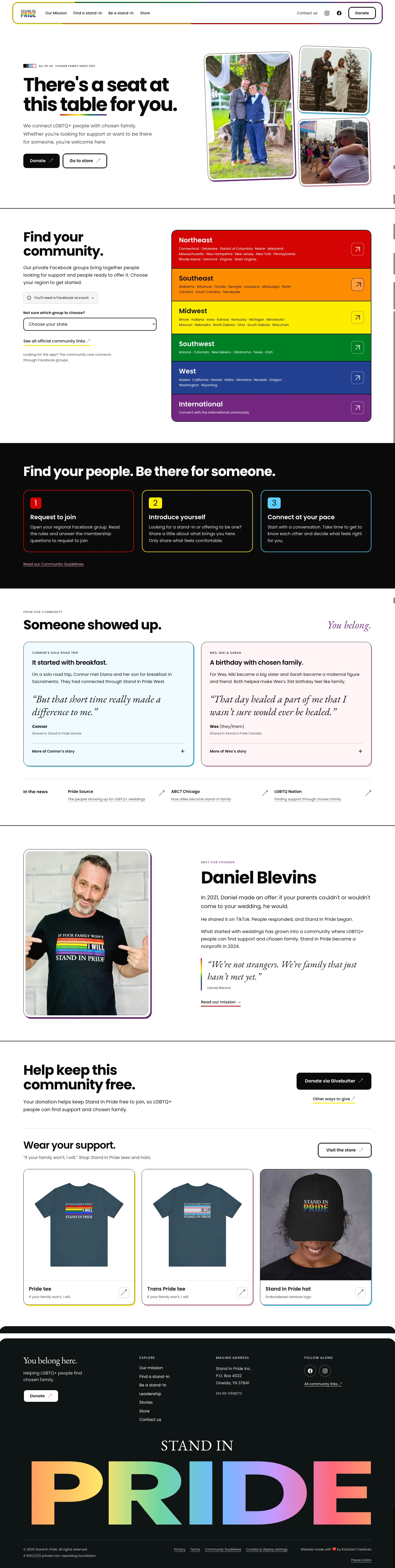 Stand In Pride: Custom website