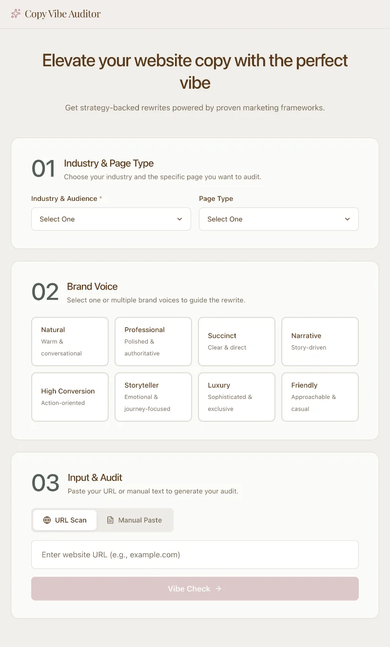 Copy Vibe Auditor — Custom App
