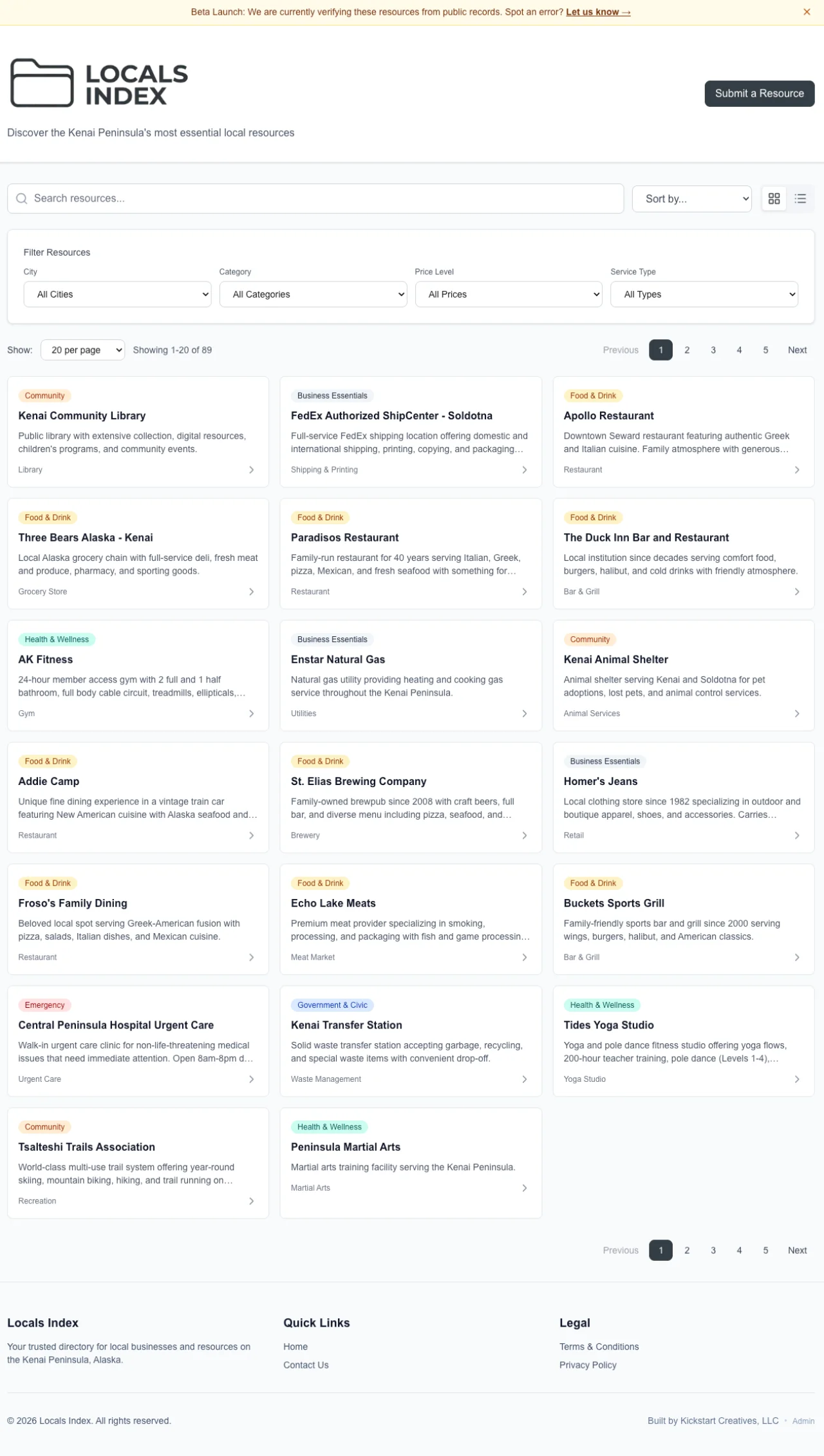 Locals Index — Custom Directory