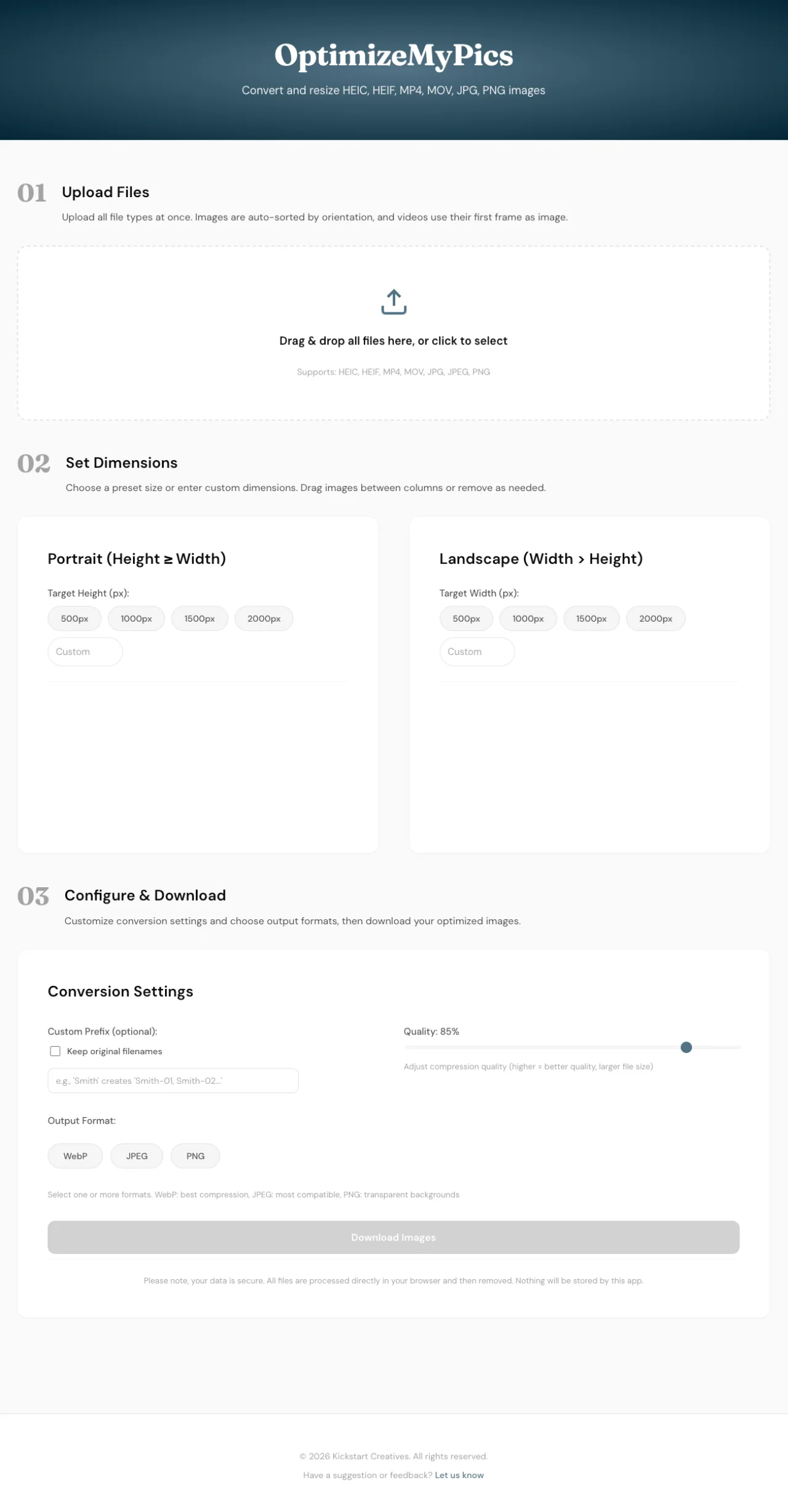 OptimizeMyPics — Custom Web App