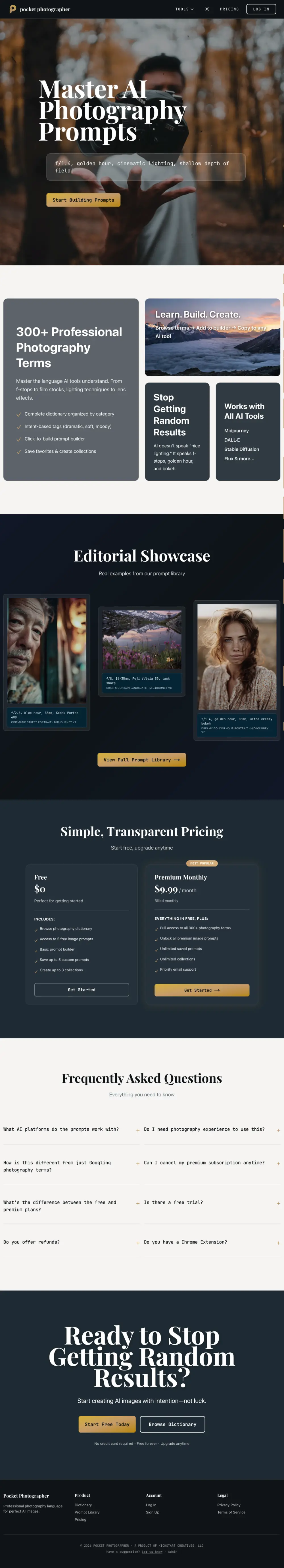 Pocket Photographer — Custom Web App